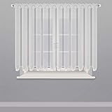 FKL DESIGN Home Deco Schöne Fertiggardine Fenster Gardine aus Voile mit Faltenband Kräuselband Weiß 150x300 cm LB-80 (150 x 300 cm)