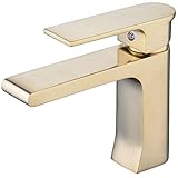 Kommerzielle Toilette Einhand-Waschtischarmatur, Einloch-Badarmatur in zeitgenössischem Design, Goldene Bürste, Beelee BL6308BG