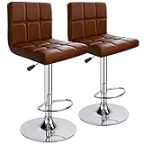 Leader Accessories Barhocker (2er-Set) Barstuhl mit Lehne stylischer Tresenhocker höhenverstellbar 62-83cm Drehstuhl 360 Grad Bezug aus Kunstleder Kaffee