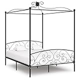 INLIFE Himmelbett-Gestell Schwarz Metall 180 x 200 cm