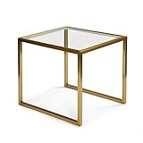 Beistelltische Aus Klarem Glas, Moderner Couchtisch Aus Goldenem Eisen, Niedrige Sofa-seitentische Für Wohnzimmer, Büro, Schlafzimmerecke, Mit Stabilem Rahmen(Size:50 * 45 * 45CM)