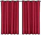 Moon 2er Pack Vorhang Ocean 70% Blickdicht, Ösenvorhang, Höhe 245 cm - Breite 140, verdunkelnd mit 8 Ösen (rot)