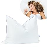 QUQON® Luxus Daunenkissen Premium | 70x90cm | 3-Kammer Kissen | außen 100% Daunen | 4-Fach tierschutzzertifiziert | NOMITE für Allergiker geeignet | Geringes Gewicht | hervorragendes Mikroklima