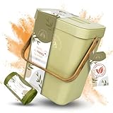 HomeNatureHarmony-Biomülleimer Küche-nachhaltig & geruchsdicht-Mülleimer klein 5L-platzsparend & vielseitig-zum hängen oder Stellen - inkl 20x Biomüllbeutel (grün)