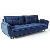 Siblo Sofa Britta 3 Kollektion - Sofa mit Schlaffunktion - Elegante Couch - Wohnzimmer Möbel - Komfortables Schlafsofa - Sofa 3-Sitzer - Klappsofa mit Bettkasten - 242x94x90 cm - Blau