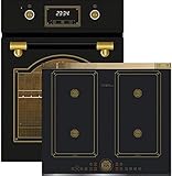 Kaiser Induktions Herd-Set EH 4796 AD+KCT 6745 AD, Retro Backofen Einbaubackofen 45 cm, Autark, 50 L, 9 Funktionen+Flex Retro Induktionskochfeld 60 cm Einbau Herd Autark Power Booster