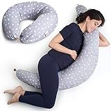 Niimo Stillkissen XXL - Schwangerschaftskissen Seitenschläferkissen mit Bezug - Komfortkissen Erwachsene, Kinder - Pregnancy Pillow - Kissen Schwangerschaft, Lagerungskissen, Kissen für Schwangere