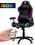ELITE Gaming Stuhl Pulse für Kinder - Ergonomischer Bürostuhl - Schreibtischstuhl - Chefsessel - Sessel - Racing Gamingstuhl - Drehstuhl - Chair - Kunstleder (Schwarz/Weiß RGB)