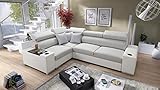 all4all Ecksofa Plato mit Schlaffunktion und Bettkasten Schlafsofa Gewebe Kunstleder Grau Schwarz Blau Lila 26 (Links, Luxo 6601 + Ekj 1)