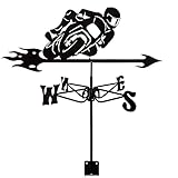 Riyyow Weather Vane Anglers Silhouette Weathervane Edelstahl Windschaufel Tennis Spieler Windrichtung Indikator for Bauernhof Garten Garten Pavillon Dekorationen (Color : Motorcyclists)
