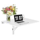 COSTWAY Wandmontierter Klapptisch, 80 x 60 cm, klappbarer Wandtisch, platzsparender Küchentisch Wandklapptisch für Küche Esszimmer Arbeitszimmer (Weiß)