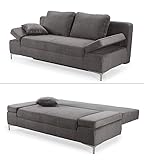 Modernes Cord Funktionssofa mit Gästebett und Bettkasten, Schlafsofa 202 cm breit, Liegefläche 144x198 cm, Schlaf-Couch mit Federkern im Sitz und Rücken, Cordstoff-Bezug in Anthrazit | 15204