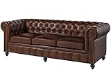 MASSIVMOEBEL24.DE Sofa 3-Sitzer Chesterfield Echtleder 218x82x76 braun Chesterfield #103