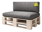 sunnypillow Palettenkissen mit abnehmbarem Bezug UV - beständig Outdoor/Indoor Palettenauflage Palettenpolster Palettensofa Sitzkissen Rückenlehne 2er Set 120 x 80 Anthrazit