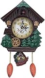 FLYIFE Wecker Hausform Wanduhr Kuckucksuhr Vintage Vogel Glocke Timer Wohnzimmer Pendeluhr Handwerk