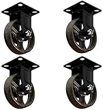 4 x Möbelrolle vintage Look Loft mit Speichen Gusseisen Transportrolle…