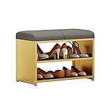 MEFFEE Schuhschränke Sitzbarer weicher Schuhschrank,Schuh-Organizer,einfaches Schuhregal aus Eisen,Schuhwechselhocker für den Haushalt(Größe:66cm x 32,5cm x 48cm)