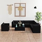 INLIFE 10-TLG. Garten-Lounge-Set mit Kissen Poly Rattan Schwarz,Schwarz,107.4KG