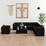 INLIFE 10-TLG. Garten-Lounge-Set mit Kissen Poly Rattan Schwarz,Schwarz,107.4KG