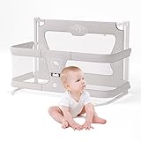 3-in-1-Babywiege, tragbares Nachtbett für Cosleeper, Cosleeping-Babybett, atmungsaktives und sichtbares Netzfenster, Moises para Bebes Recien Nacidos für Säuglinge/Babys/Neugeborene ( Color : Creamy-w