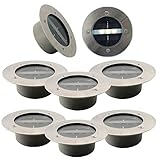 TOSHIN 8er-Set Solar Bodenleuchten Garten 3 LED Solarleuchten Solarlampe Dekoration Lichter IP65 Wasserdichtes Gartenleuchte für Draussen Garten Garten und Terrasse (Rund, Kaltweiss)