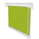 INTERDECO Verdunkelungsrollo/Thermo Rollo, Grün BxH 83,5 x 175 cm, Klemmfix Rollos ohne Bohren, Seitenzugrollos mit Silberbeschichtung