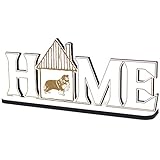 Deko Home Aufsteller Holz - Shetland Sheepdog Sheltie - 28x12 cm Holzdeko zum hinstellen Buchstaben Schriftzug Wohnzimmer Tischdeko Dekoration Fensterbank