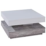 trendteam smart living Wohnzimmer Couchtisch Wohnzimmertisch Universal, 70 x 35 x 70 cm weiß/beton mit drehbarer Tischplatte