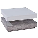 trendteam smart living Wohnzimmer Couchtisch Wohnzimmertisch Universal, 70 x 35 x 70 cm weiß/beton mit drehbarer Tischplatte