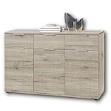 Stella Trading Universal Kommode in San Remo Eiche Optik, hell - Schlichtes Sideboard mit viel Stauraum für Ihren Wohnbereich - 135 x 90 x 40 cm (B/H/T)