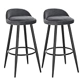 WOLTU BH296dgr-2 Barhocker 2er Set Barstuhl Hocker Tresenhocker Bistrohocker Designer Hocker mit Lehne und Fußstütze aus Samt Metall, Dunkelgrau