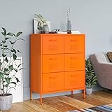 JUNZAI Schubladenschrank, Kommode, Sideboard, Highboard, Schrank, Orange 80x35x101,5 cm Stahl