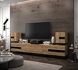Furnitech Andzelika Moebel Future C97 Modernes Wohnzimmer Wohnwand Wohnschrank Schrankwand Mediawand Möbel MATT (LED RGB (16 Farben), C97-22DZ-FB-M6-1C)