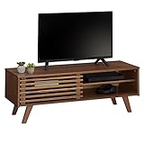 IDIMEX TV Lowboard Sean, schöner Fernsehtisch mit 2 Fächer, praktisches TV Möbel mit Schiebetür, reizendes Sideboard aus massiver Kiefer Kastanienfarben