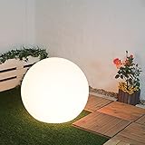 Licht-Erlebnisse Gartenleuchte Kugel weiß Durchmesser 80 cm E27 max. 60W Kunststoff Wegeleuchte Dekoleuchte außen Kugelleuchte Garten Lampe Außenbereich