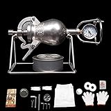 BRAVESS Hochdruck-popcornmaschine Mini-Edelstahl-Profi-röst-Popcorn-Maschine Handkurbel Gasheizung Langsam-Boost Mit Manometer -silbern