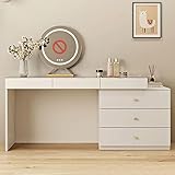 Weiße Kommode mit Schubladen, Moderne Breite Lagerung File Cabinet Unit, Teleskopischer Frisiertisch-Eimer-Schrank, 3 Abschnitte Von Silent Track, Schlafzimmer-Möbel ( Color : White , Size : 70cm+140c