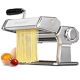 KEOUKE Pasta Maker Maschine 150 Manuelle Nudelmaschine mit Roller & Abnehmbarer Cutter Einstellbar 9 Dicke & 2 Breite Handkurbel Nudeln Maker für Spaghetti, Fettuccini, Lasagne