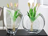 Gilde GlasArt schräge Vase Lebensblume klar H: 33 cm B: 26 cm T: 9 cm 44628