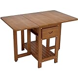 PACUM Drop-Leaf-Tisch, klappbarer Küchentisch, mit Schublade und Ablagefach, platzsparender Drop-Leaf-Tisch für kleine Räume, Küche, Esszimmer 120 x 75 cm/47 x 29,5 Zoll