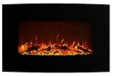GLOW FIRE Jupiter Curved Elektrokamin, 90 cm breit, Standkamin und Wandkamin mit LED | Künstliches Feuer ohne Heizung | Fernbedienung, Dimmer, Schwarz