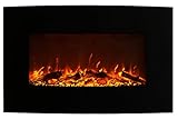 GLOW FIRE Jupiter Curved Elektrokamin, 90 cm breit, Standkamin und Wandkamin mit LED | Künstliches Feuer ohne Heizung | Fernbedienung, Dimmer, Schwarz