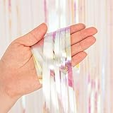 BRAVESHINE Schillernde Fransen Folienvorhang, Mehrfarbige Metallische Lametta Vorhänge,Schimmernder Vorhang mit Folienfransen für Geburtstag Hochzeit Weihnachtsfeier- Mehrfarbig(2 Stück,1x2m)