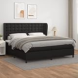 UYSELA Home Sets mit Boxspringbett mit Matratze schwarz 200x200 cm Kunstleder