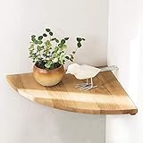 Gieanoo Eckregal Hängeregal, Eiche Massivholz Eckregal runde Enden Wandregal Holz Vintage Landhausstil Regal für Schlafzimmer Wohnzimmer Radius 22cm