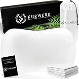 KURWERK® präsentiert: Premium Nackenstützkissen [inkl. Bambusbezug & Satin Reisebeutel] - orthopädisches Memoryfoam Kopfkissen Modell Frieda