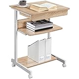 Yaheetech Schreibtisch Computertisch Büromöbel PC Tisch Bürotisch Arbeitstisch aus Holz und Stahl mit Ablage und Schublade 79 x 56 x 51cm