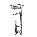 FFOCCO Toilettenpapierhalter – freistehender Toilettenpapierrollenhalter aus Metalldraht, Ständer und Spender mit Ablagefach für Handy und Mobiltelefon Present