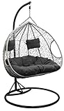 Trendyshop365 XXL Hängesessel mit Gestell für 2 Personen Hängeliege Korb inkl. Polster ideal für Garten, Balkon & Lounge