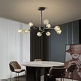 Kristall-Kronleuchter-Leuchte, geriebenes Gold-Pendelleuchte, moderner Sputnik-Kronleuchter für Wohnzimmer-Esszimmer-Dekoration, 9-flammig, D80 cm x H45 cm, klare Kristall-Kugel-Hängelampe,